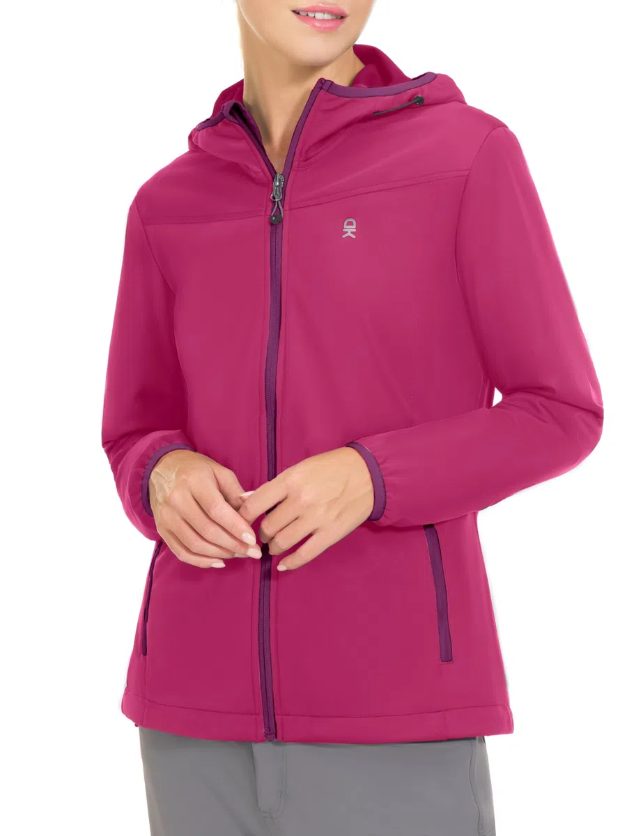 Little Donkey Andy - Giacca leggera con cappuccio in softshell da donna, per corsa, viaggi, escursionismo, antivento, idrorepellente
