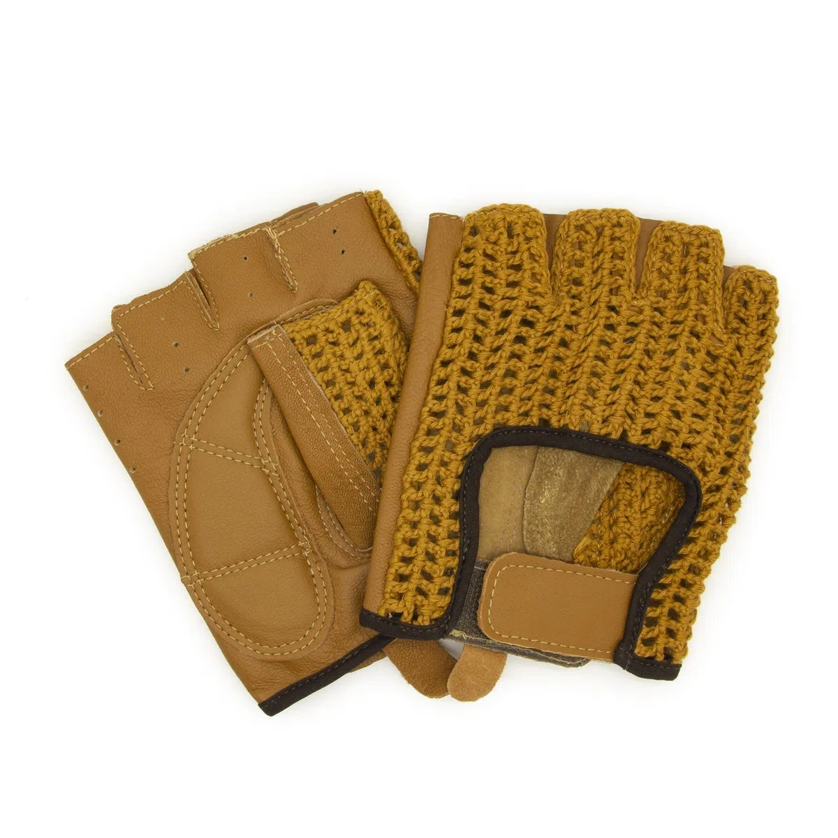 Guanti da guida, in stile retrò, vintage, senza dita, per ciclisti