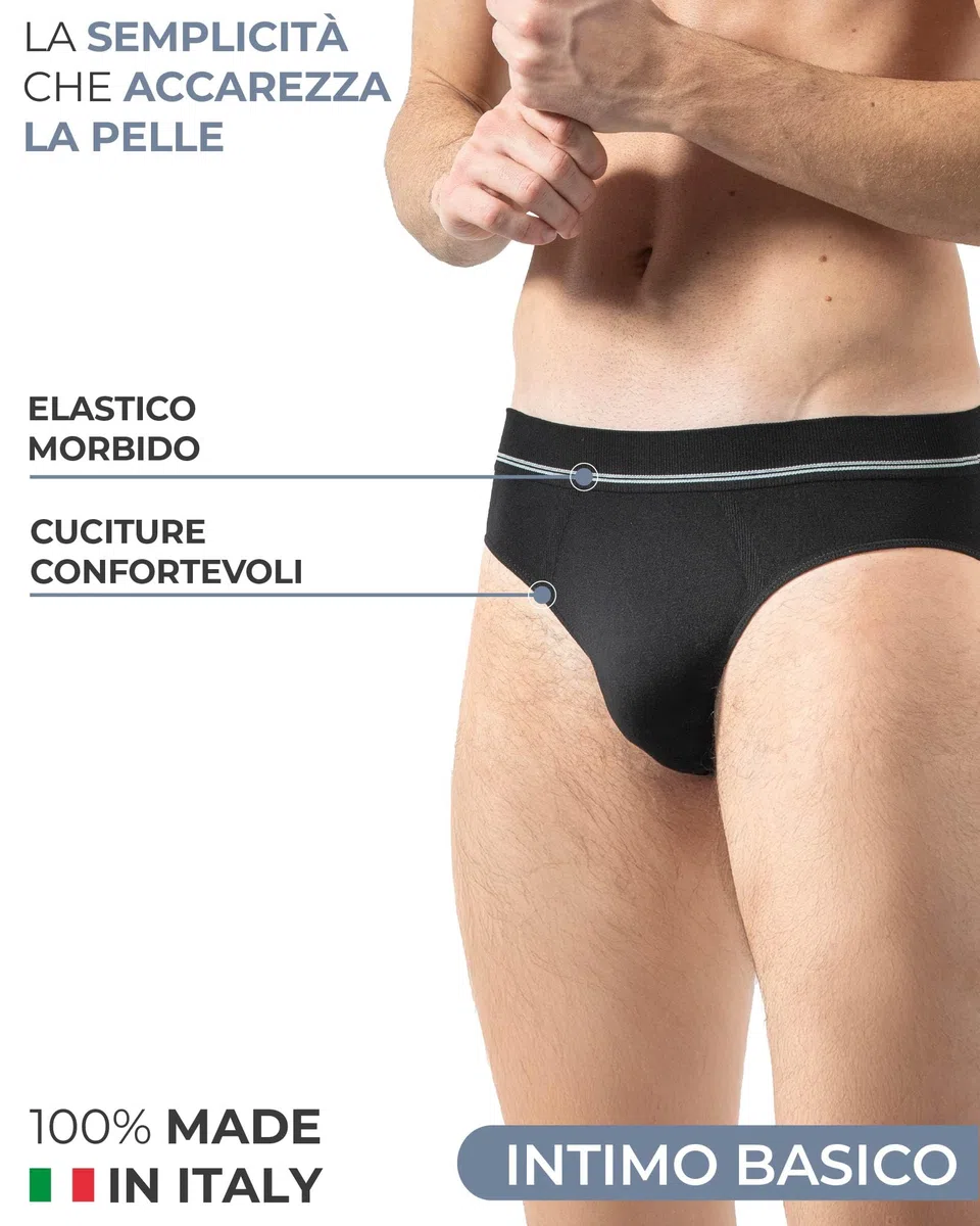Risalti Slip Uomo Microfibra 3 pz - Mutande Uomo Elasticizzate e Traspiranti, Mutande Senza Cuciture ed Etichette più Morbide del Cotone, Slip Intimo Comodo - Made in Italy