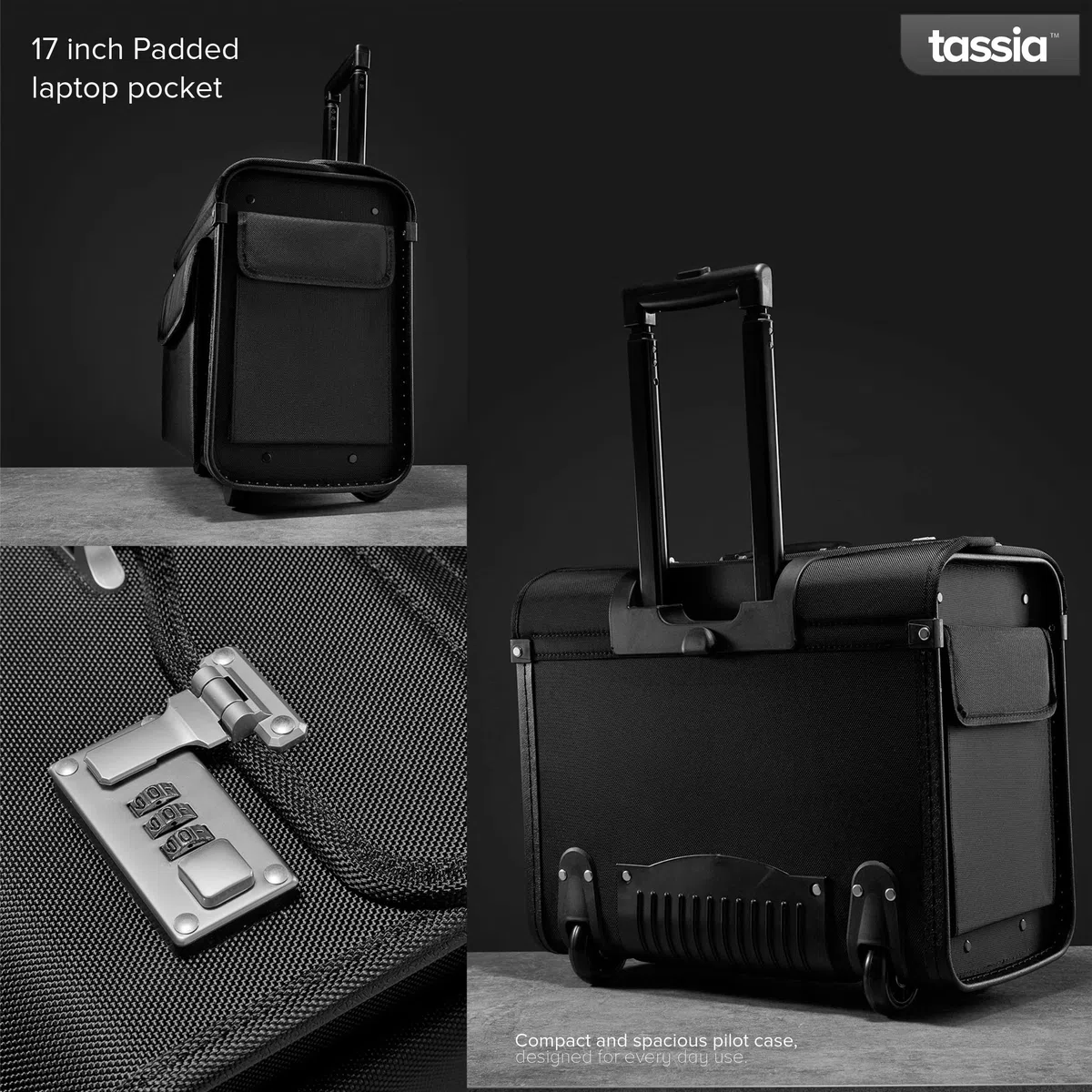 borsa pilota con rotelle - scomparto laptop 16” - nylon 1680D