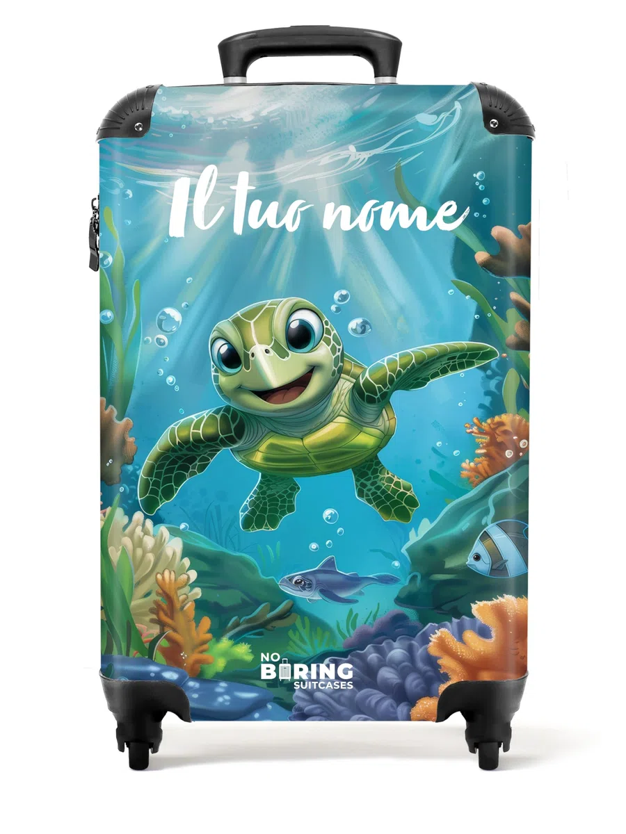 NoBoringSuitcases.com Valigia Personalizzabile Trolley Tartaruga - Blu (55x40x20 cm)