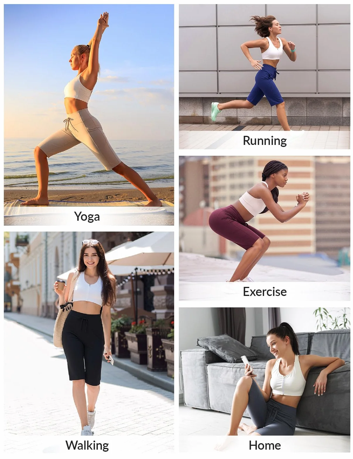 baleaf Pantaloncini da yoga da donna in cotone, lunghezza al ginocchio, a vita alta, pantaloncini sportivi con tasche, elasticizzati, morbidi, larghi, casual, estivi