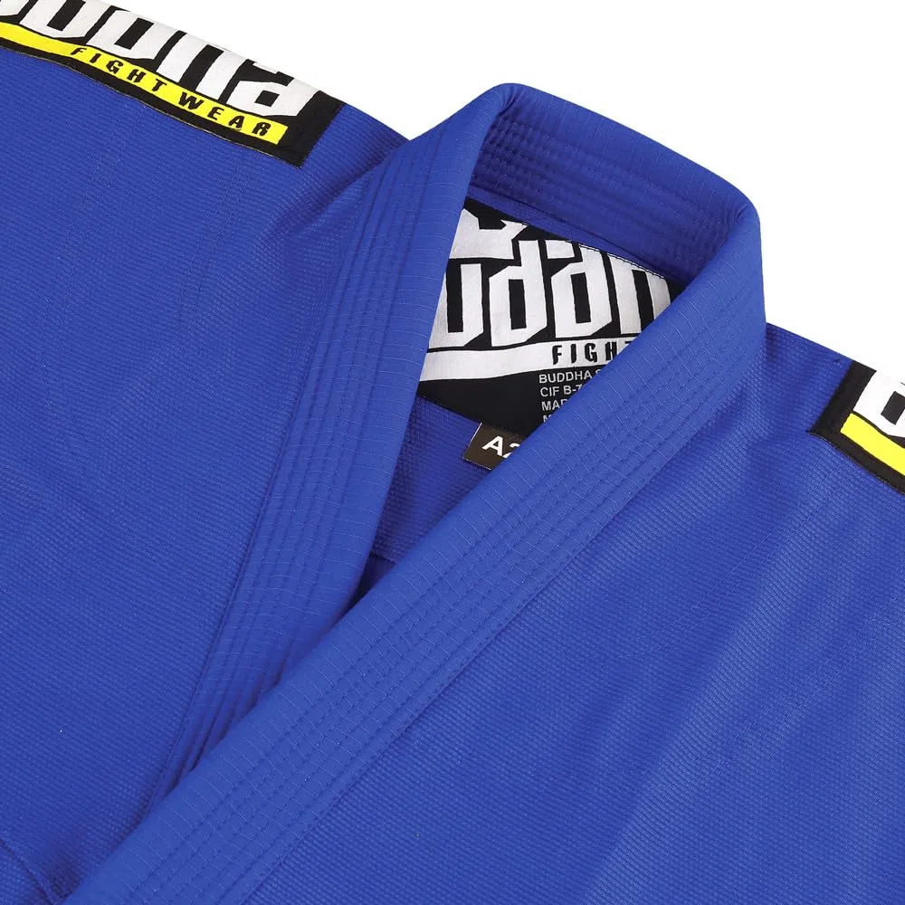 Buddha Fight Wear -Kimono Premium Infinity Nero Jiu Jitsu Brasiliano/BJJ Gi con Cintura Bianco, Unisex Adulto