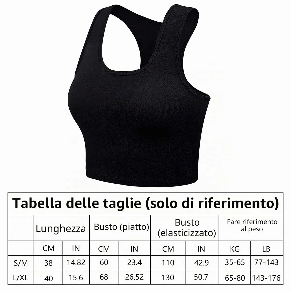 FEPITO 6 Pezzi Top da Donna Basic Canotte Sport Canotte in Cotone Top Senza Maniche a Spalle Scoperte Camicie da Allenamento Canotte da Donna, Medio-Piccole