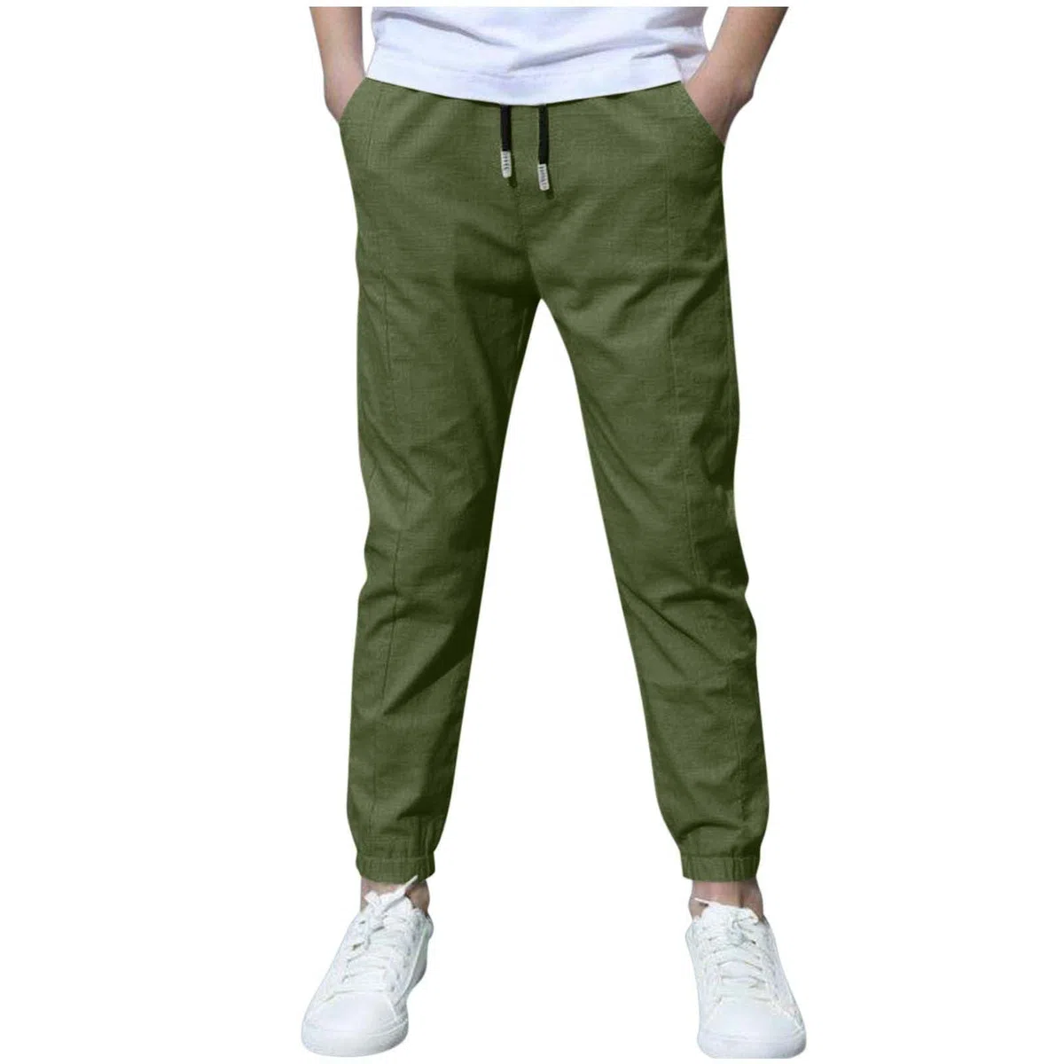 Pantaloni Cotone e Lino per Ragazzo Confezione da 2 Elastica Vita Sportivi Estivi Leggeri Traspiranti