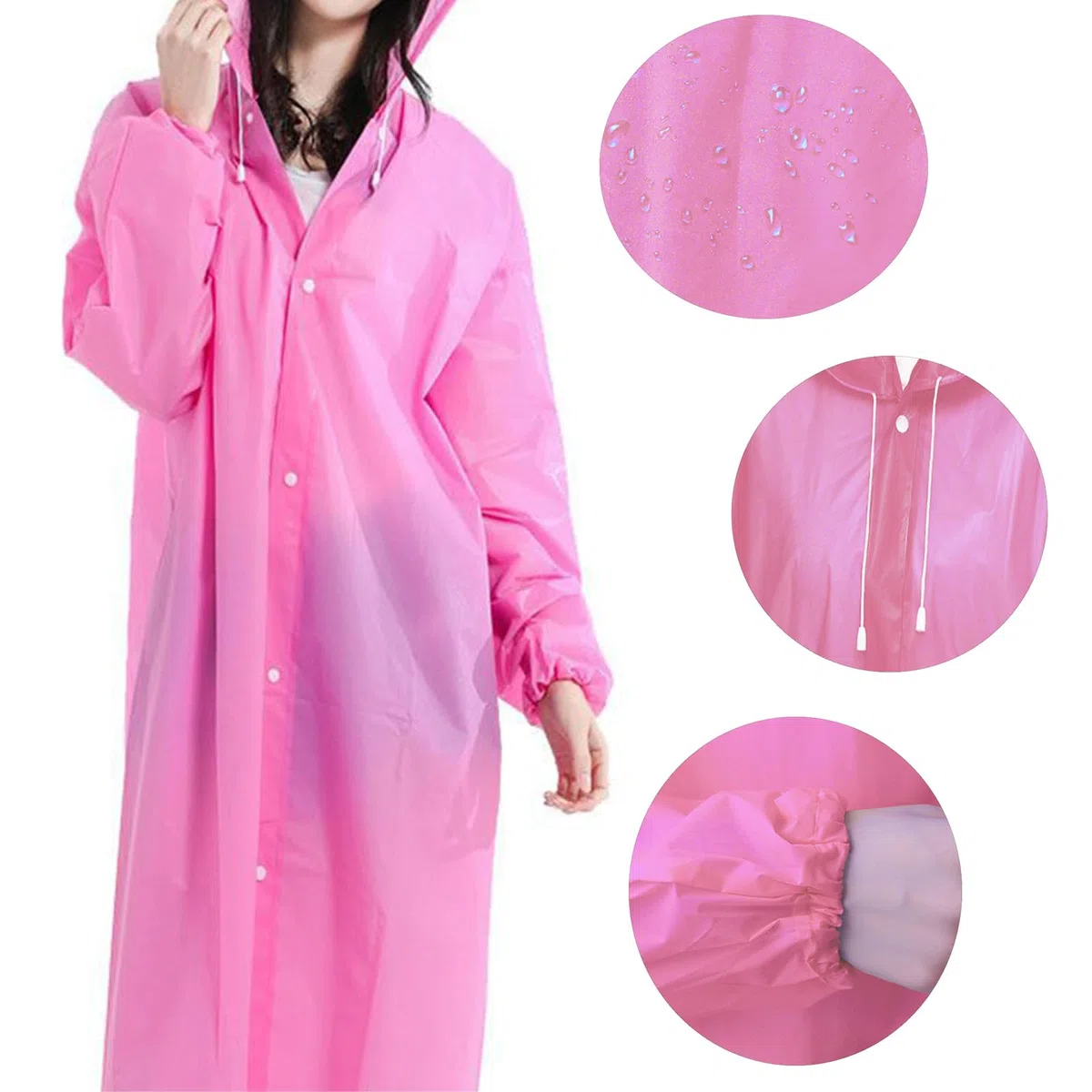 2 Pezzi Mantella Antipioggia, Portatile Poncho Antipioggia, Riutilizzabile Poncho Pioggia, per Escursionismo, Campeggio, Ciclismo, Pesca (Rosa)