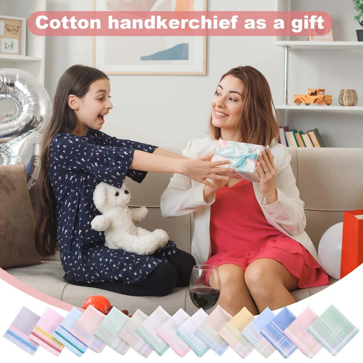 15 Fazzoletti di Stoffa in Cotone 100% - Morbidi e Assorbenti, 29x29 cm - Fazzoletti Riutilizzabili Ecologici per Viso e Naso, Ideali per Pelli Sensibili, Viaggio e Regalo