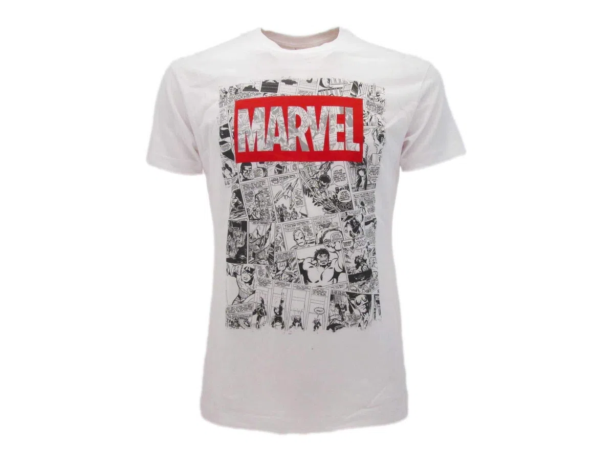 T-Shirt Marvel Fumetti Bianca Originale Maglietta Maglia Adulto Ufficiale