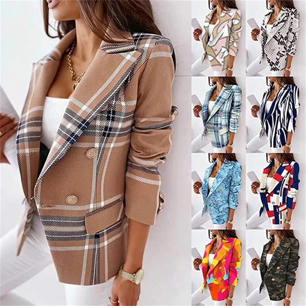 shownicer Blazer Donna Elegante Manica Lunga Scollo a V Giacca Moda ClassicoTintura per Cravatta Giacche Casual Ufficio Business Cardigan Cappotti