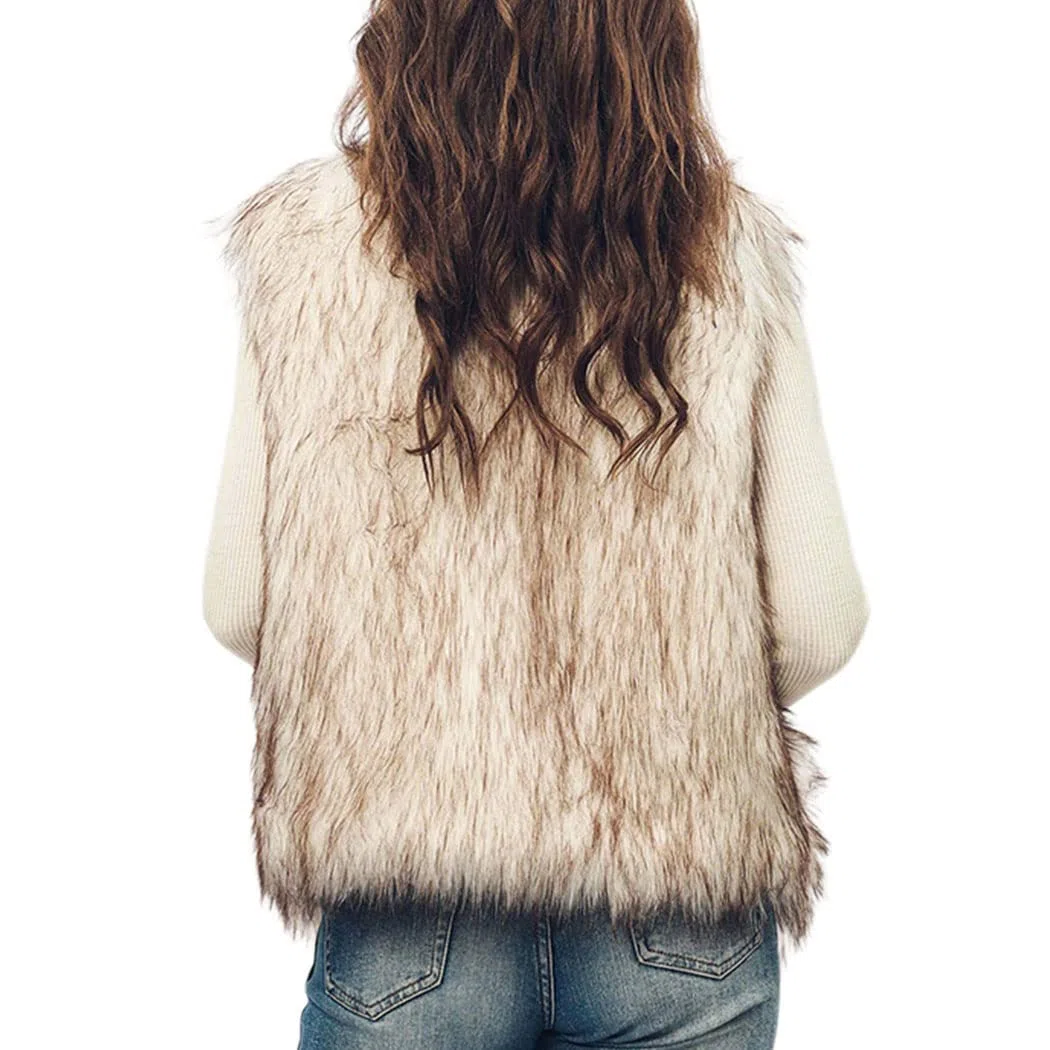 Gilet in pelliccia sintetica da donna Cappotto corto senza maniche Cappotto invernale Gilet caldo per la primavera, l'autunno e l'inverno