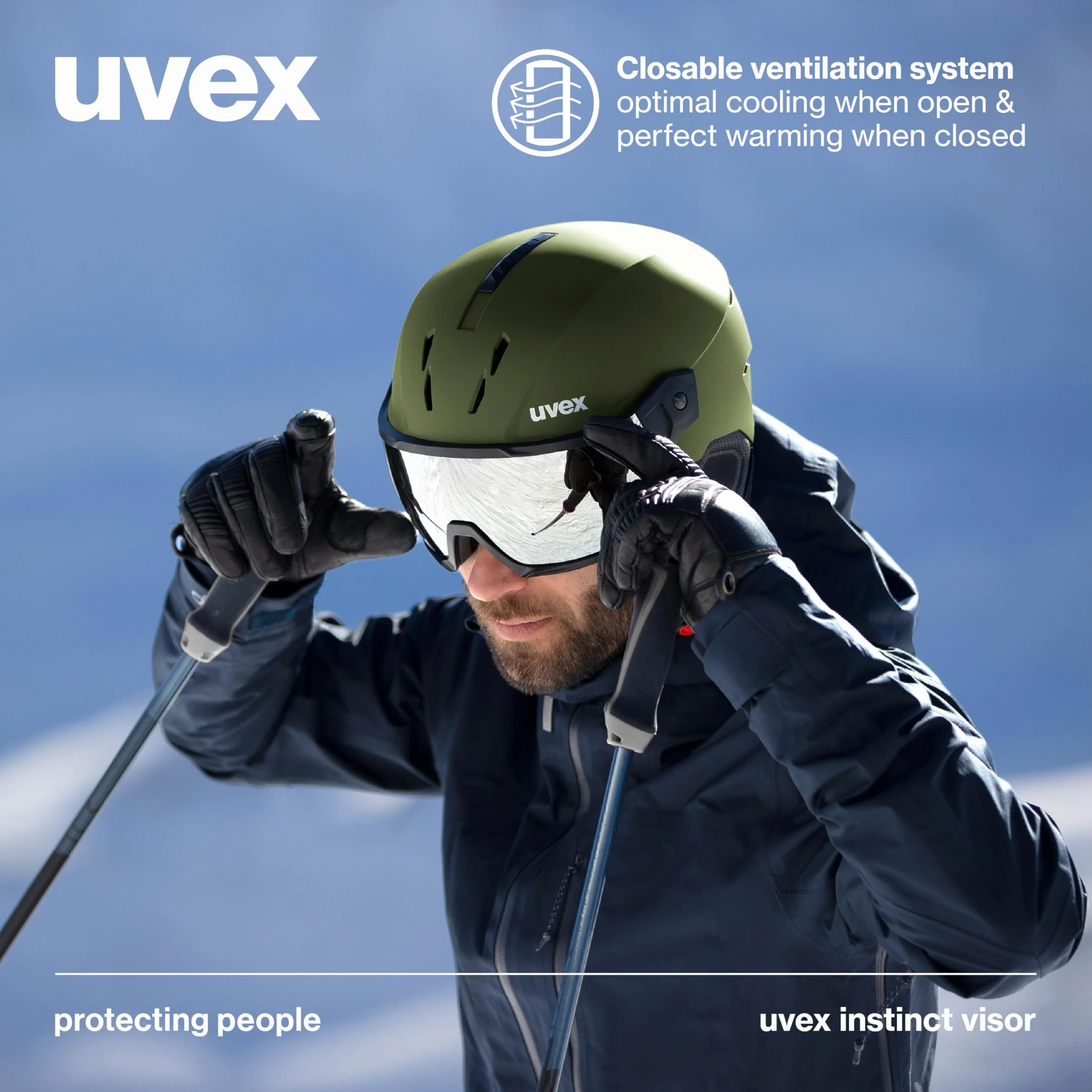 uvex instinct visor - Skihelm für Damen und Herren - mit Visier - individuelle Größenanpassung