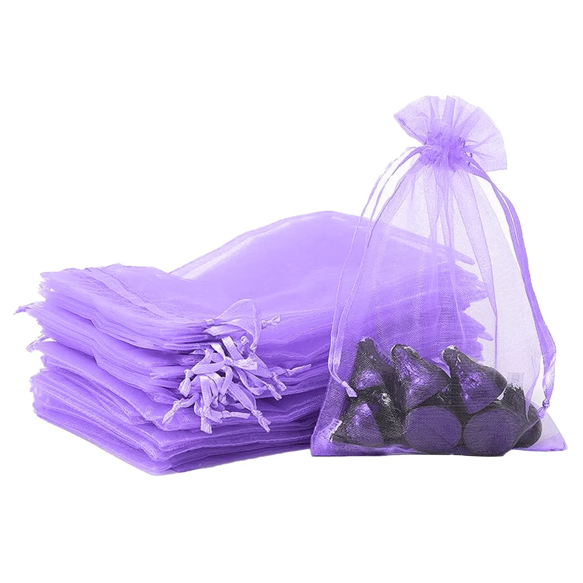 30 sacchetti in organza da riempire, per regali, matrimoni, Natale, feste, 20 x 30 cm, viola
