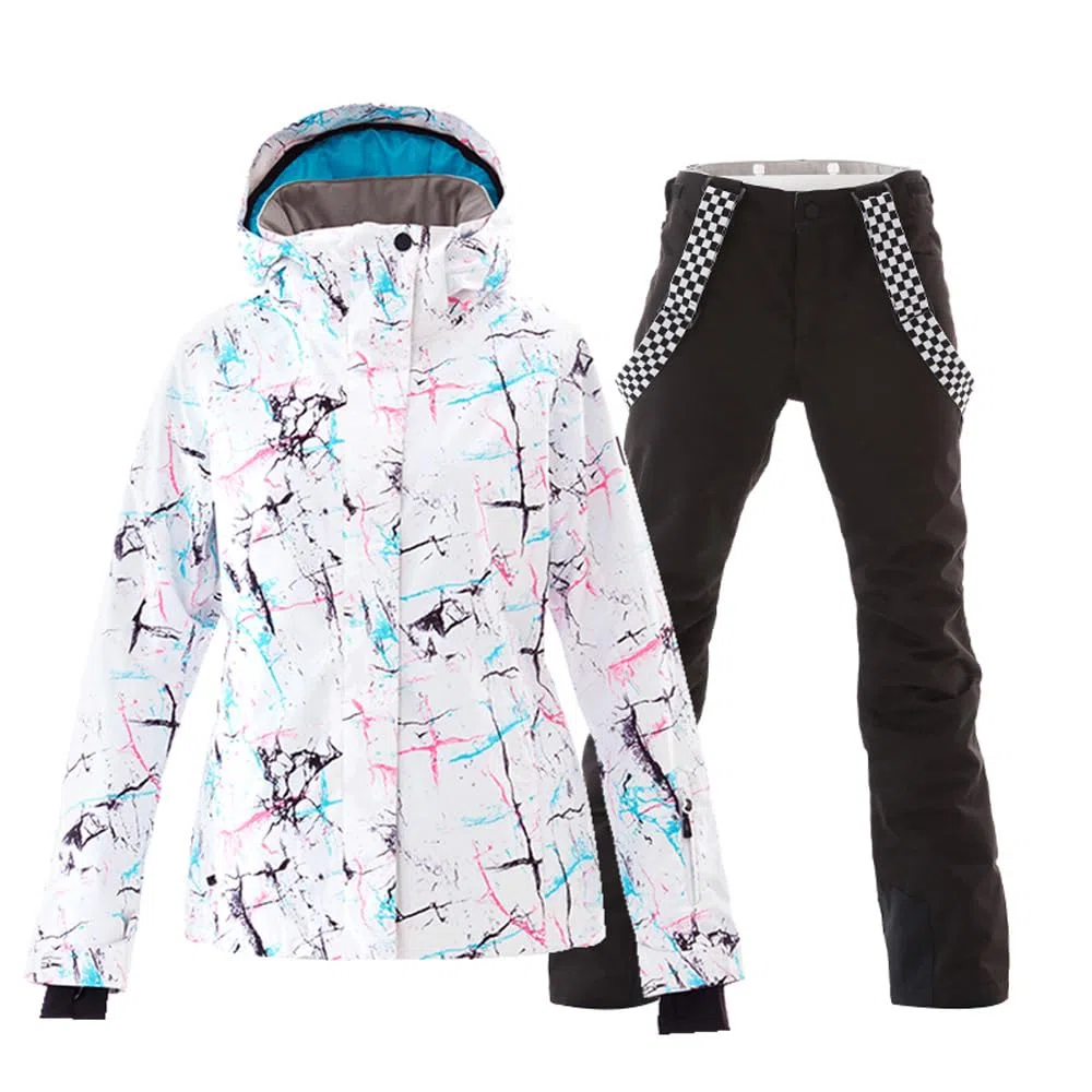 HOTIAN Giacca da sci da Donna e pantaloni Set, Giacca invernale Donna Calda,Pantaloni Da Sciimpermeabili E Cappotto,per Il Lavoro All'aperto Sci Pesca Equitazione Moto