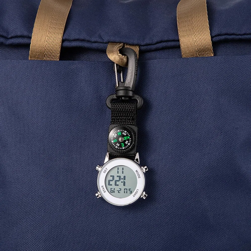 WANGCL Orologio da tasca per infermiere con moschettone - digitale multifunzionale, lega di zinco impermeabile, lunghezza 13,5 cm, bianco, 55 g