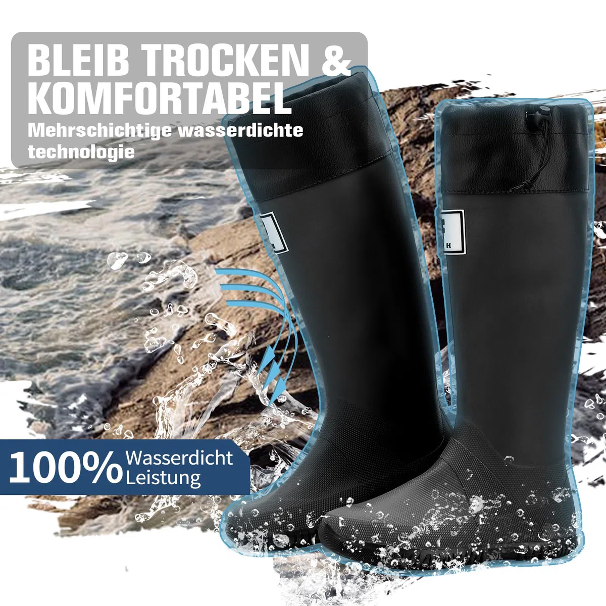 Stivali Gomma Uomo, Impermeabili Comode Alti Stivali Pioggia Donna, Stivali Antinfortunistica Stivaletti Boots Giardinaggio Galosce Pesca Caccia Per Esterni