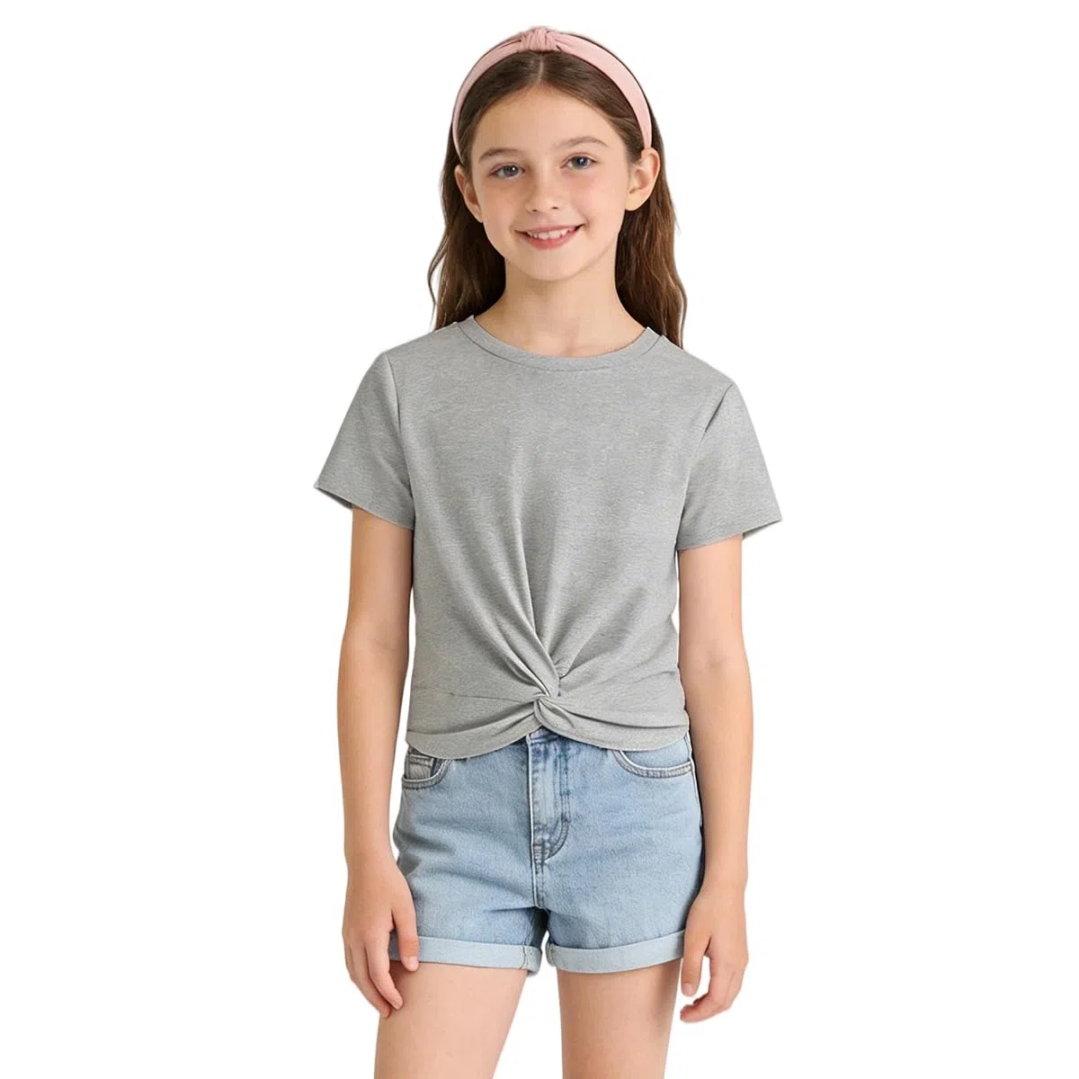 T-Shirt Bambine e Ragazze Twist Front Maglietta Estiva Bambine Magliette Girocollo Ragazza Maniche Corte Bambina Top 8-15 Anni