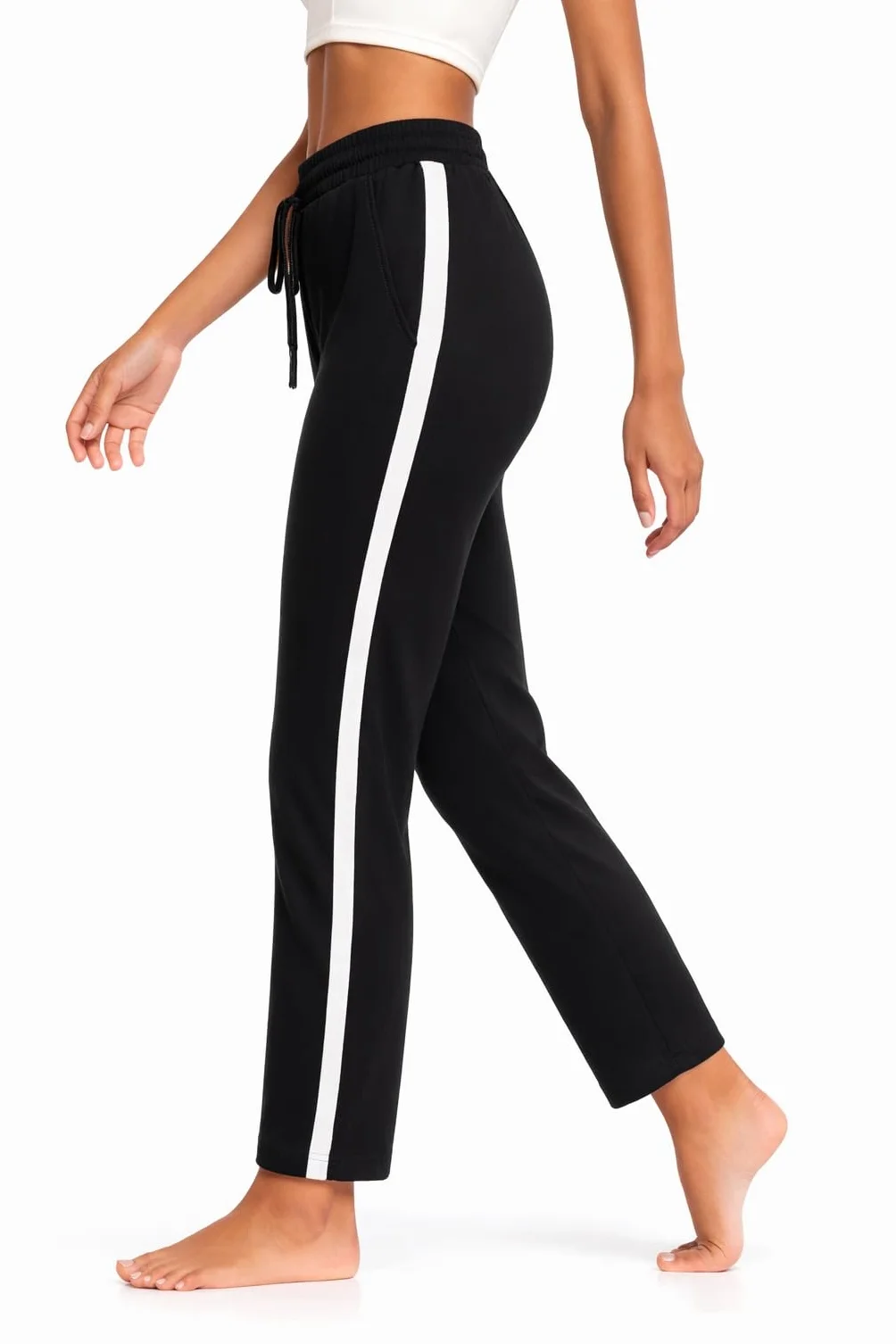 Aseniza Pantaloni Sportivi Donna in Cotone Pantaloni Lunghi Jogger Donna con Tasche Casual Larghi Pantaloni con Coulisse per Allenamento Jogging Fitness Palestra