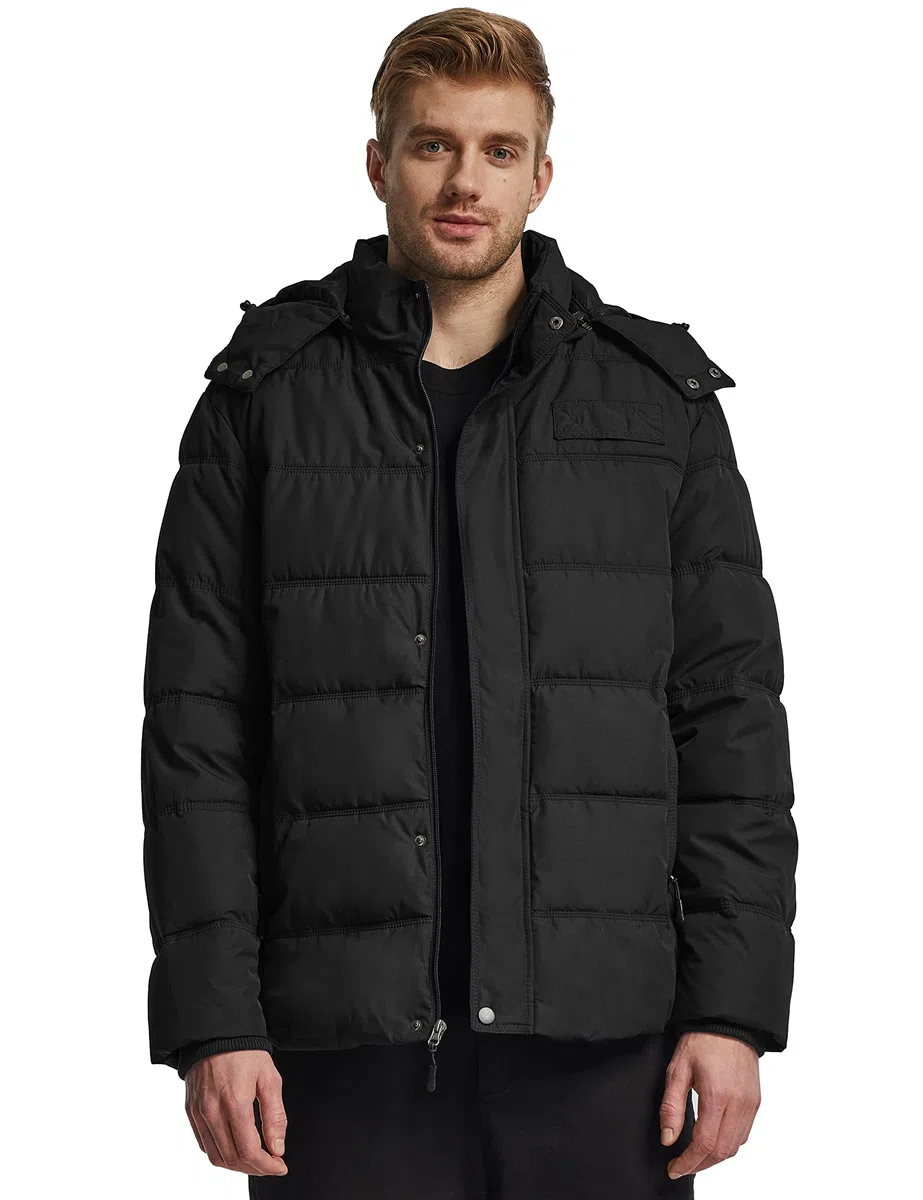 Wantdo Giacca con Cappuccio Antivento Invernale Parka da Lavoro Imbottita Cappotto da Esterno Trapuntato Giubbotto da Trekking in Cotone Uomo