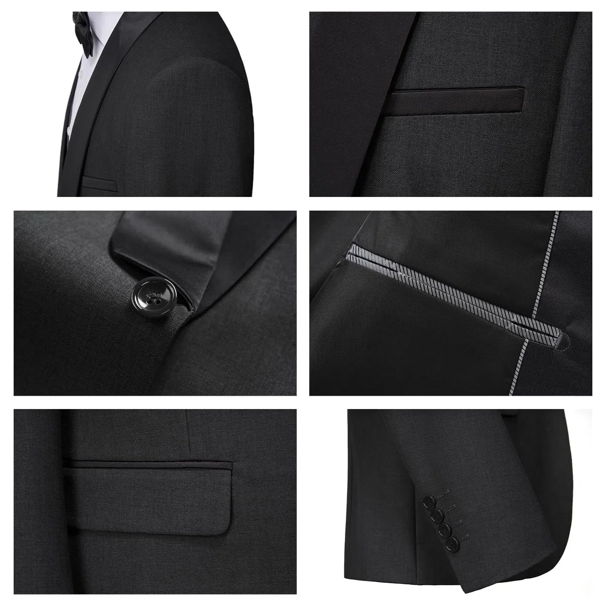 KUDORO Abito da Uomo 3 Pezzi Slim Fit Abiti da Sposa Abito Elegante Cerimonia Abito da Smoking Blazer Gilet Pantaloni