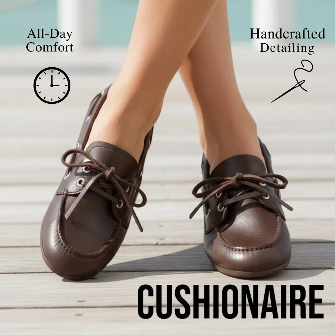 CUSHIONAIRE Anchor - Scarpe da Nautico Leggere da Donna, Mocassini Senza Lacci con Motivo Nautico, Larghezza Disponibile