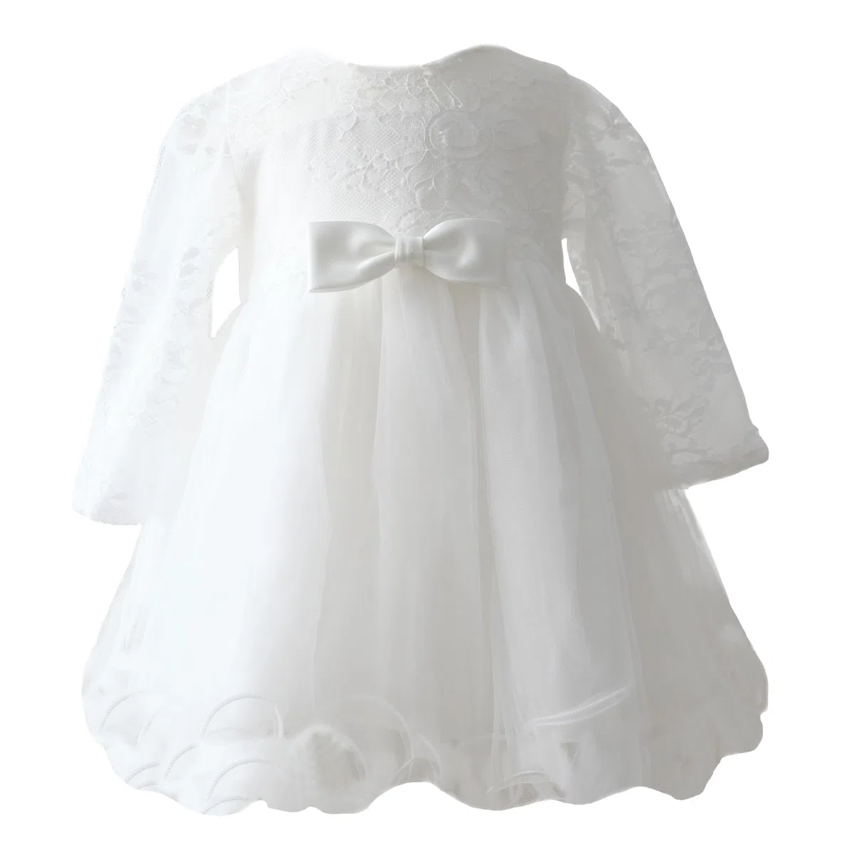 Abito da Battesimo per Bambina in Tulle a Maniche Lunghe M28