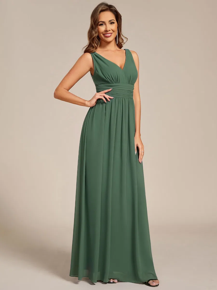 Ever-Pretty Abito da Sera Lungo Donna con Increspato in Chiffon Classico 09016