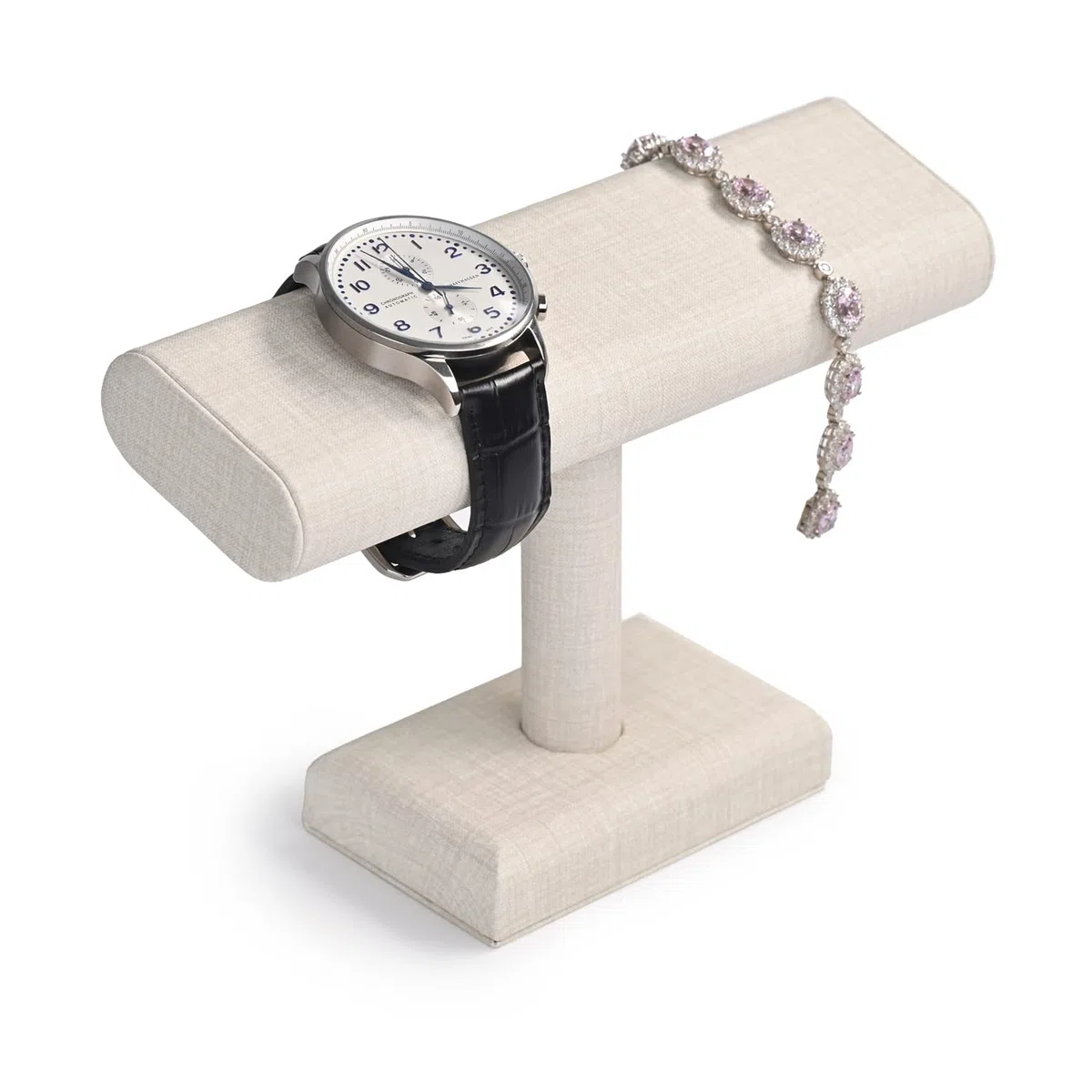 Oirlv Supporto Per Orologio Da Polso, In Pelle PU, Organizer Per Orologi, Supporto Per Orologio A T, Organizzatore (Bianco)