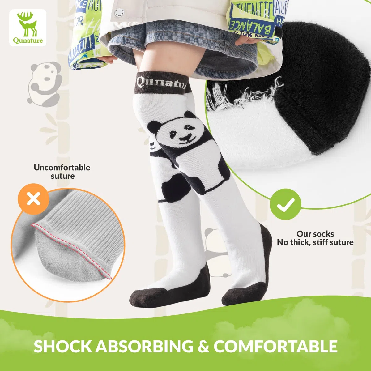 Calze da Sci Bambini, Calze Panda Caldi Invernali, Calze Carine Neve a Compressione, Calzini al Ginocchio, Adatto per Neve Sci Snowboard Escursionismo, 1 Paio, Taglia 25-36