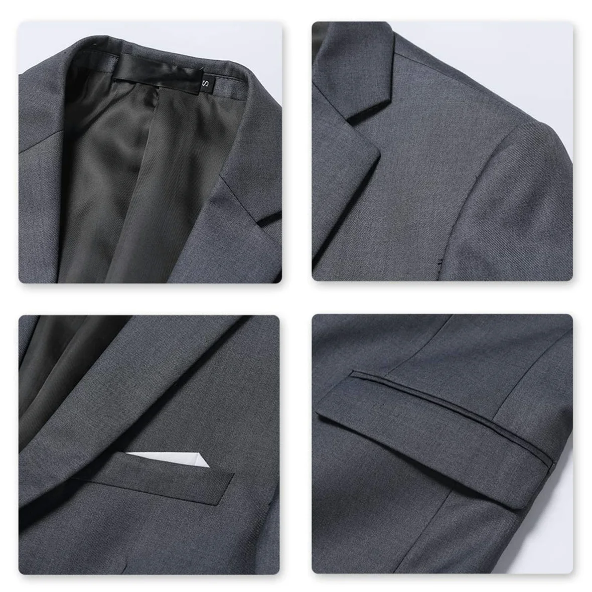 Allthemen Abito da Uomo in 2 Pezzi Tinta Unita Suit con Due Bottoni da Lavoro Business (Blazer + Pantaloni)