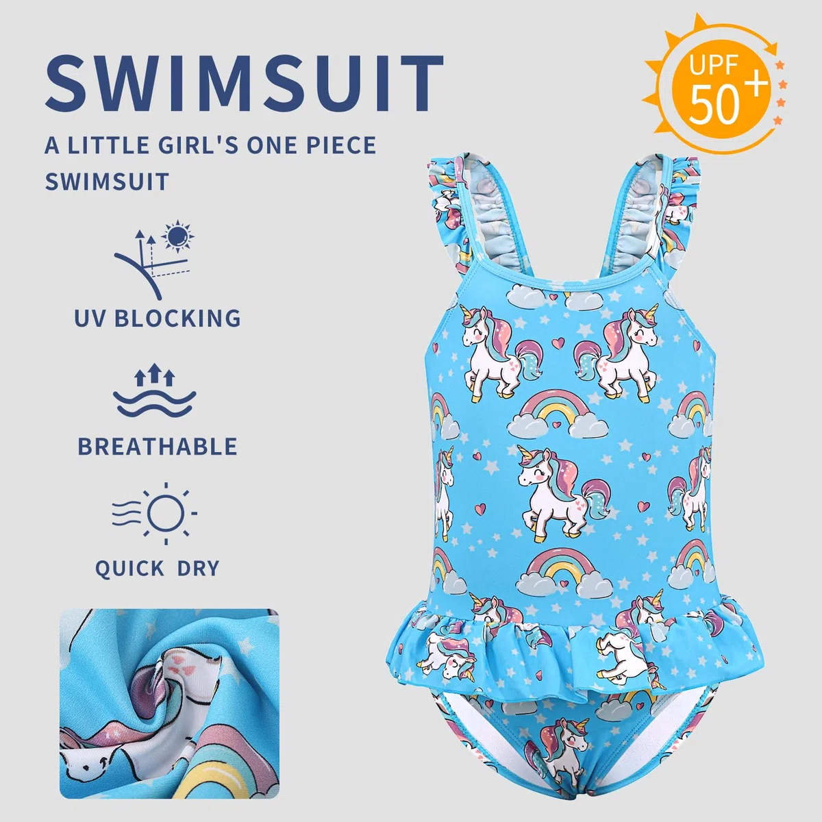 Costume Intero per Bambina Costume da Bagno Bimba Carino con Volant Costume Piscina per Vacanze Estive ad Asciugatura Rapida per 2~7 Anni