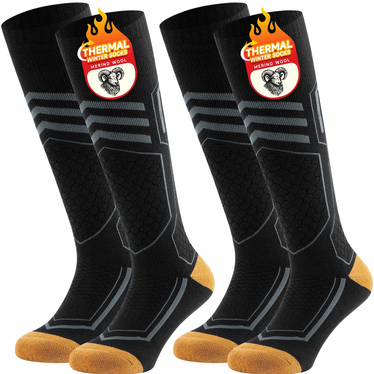 TANSTC Calzini da Sci in Lana Merino Termici Uomo Donna Calze Antifreddo Spessi Invernali Lunghe 43-46 39-42 47-50 35-38 Calze Sportive Caldi Traspiranti Asciugatura Rapida Antiodore 2 Paia