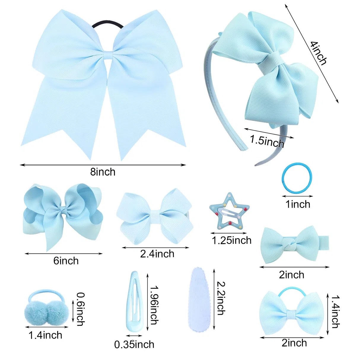 SKHAOVS 33 Pezzi Blu Tiny Hair Bows Clips Bambini Neonati Grosgrain Ribbon Bows Barrette per capelli Mollette per Capelli Bambina Fermagli Capelli Clip Dolci Elastici Ragazze(Cielo blu)