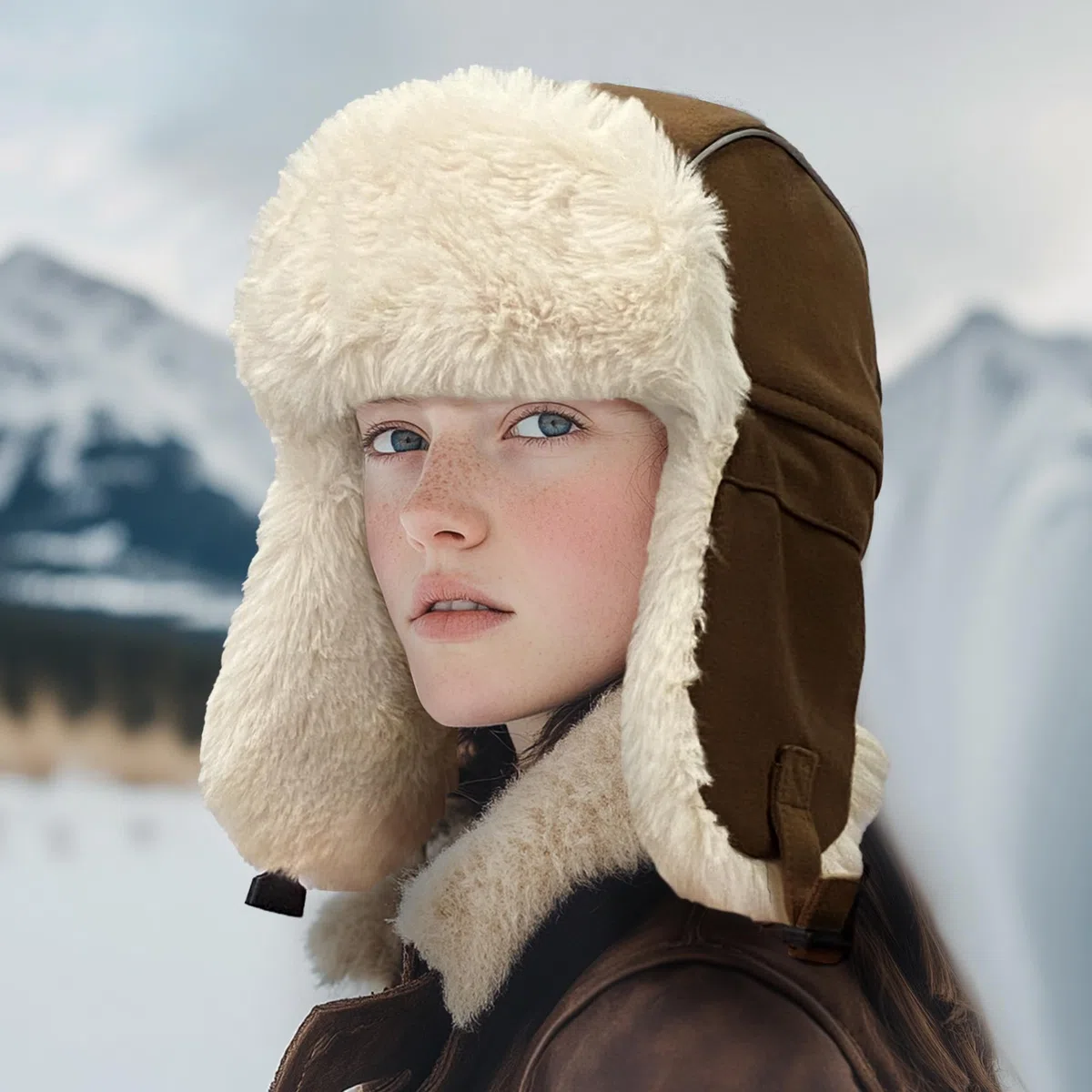 CLAPE Cappello da Aviatore Uomo Donna Colbacco Regolabile Berretto Invernale Antivento con Paraorecchie Cappello Trapper in Pelliccia Sintetica Cappello Russo
