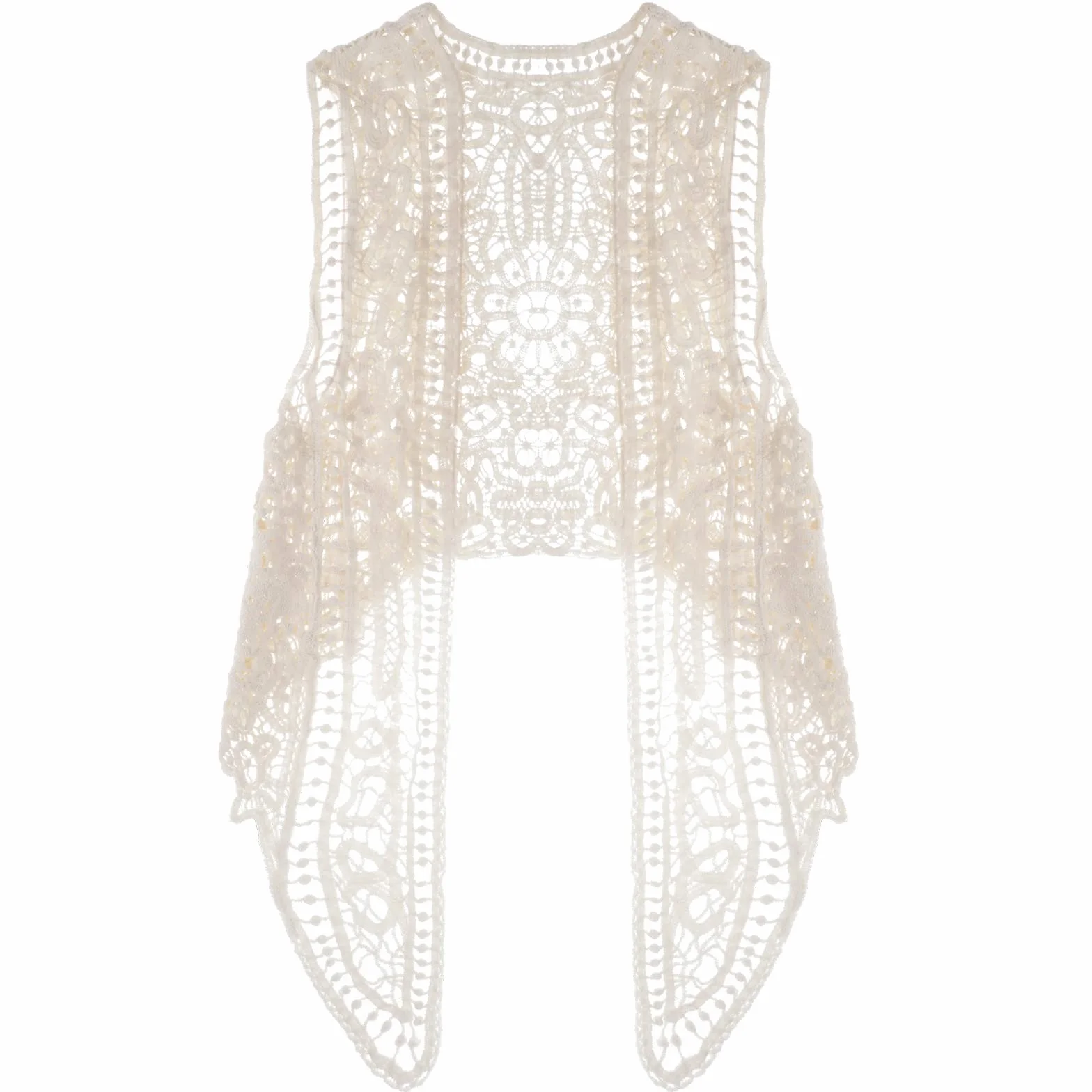 SATINIOR Gilet all'Uncinetto Boho Hippie Cardigan Aperto da Donna in Pizzo Scavato Gilet senza Maniche Drappeggiato