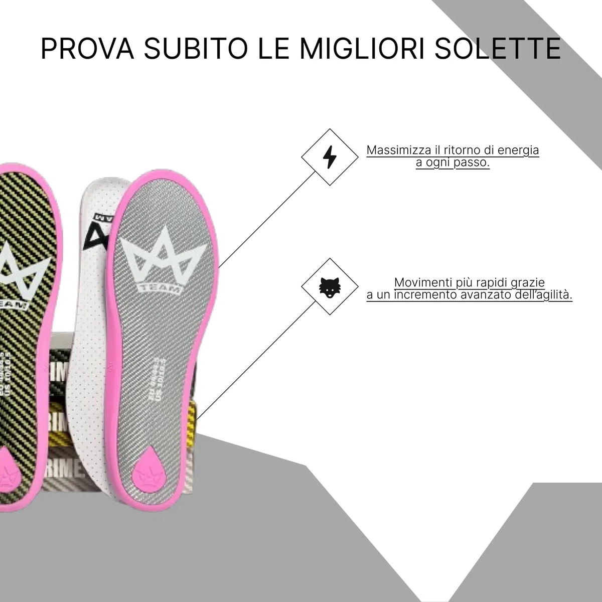 Solette Ultra in Fibra di Carbonio, Sportive, Prestazioni Elevate, Supporto Biomeccanico, per Basket, Calcio, Running, Volley e Palestra, Taglie 36-48.5 EU (44/44.5)