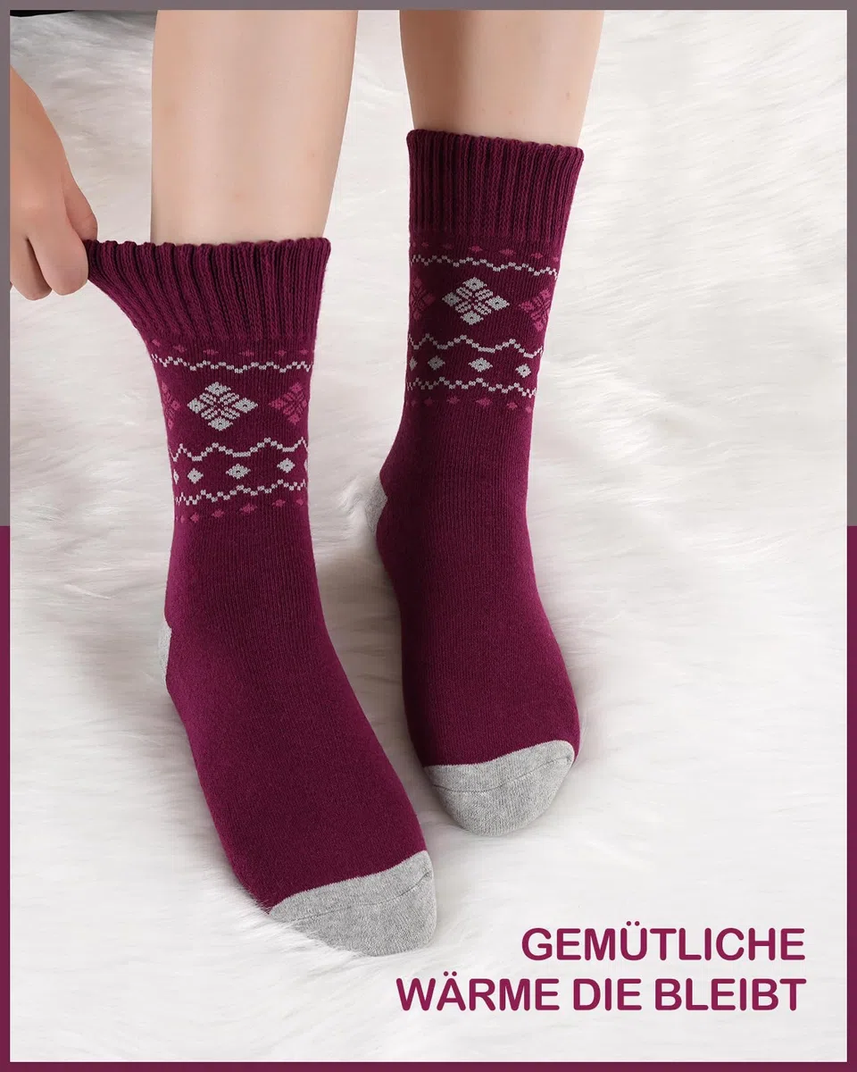 Niorasen 6 Paia Calzini Termici Donna Inverno, Spessi Caldi e Morbidi Calzini in Cotone Divertenti e Colorati Regalo con Interno Felpato