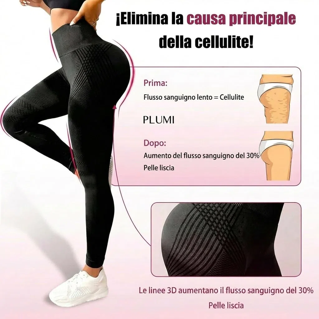 Generico Leggins 3D Anticellulite Original, Lipedema Leggings Push Up Sculpture a Compressione Graduata Leggins Sportivi Donna Leggings a Compressione 2PCS