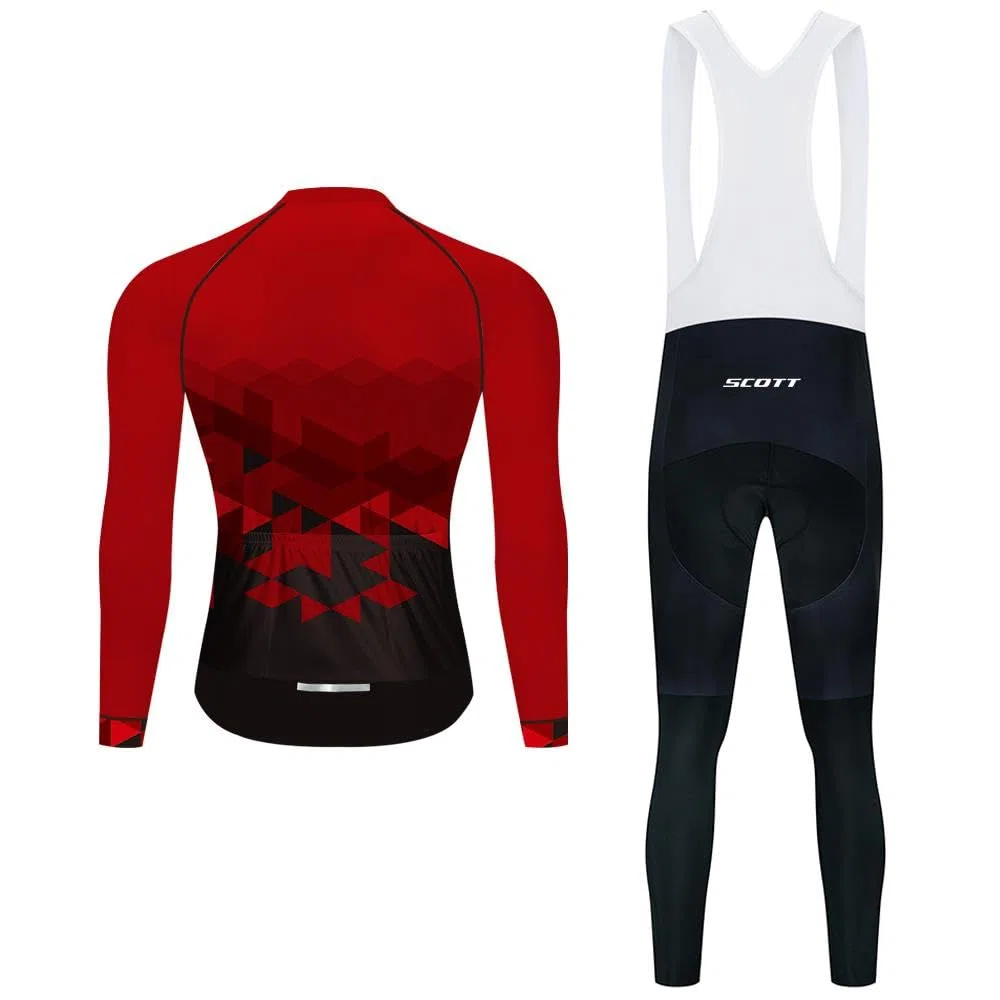 Moxilyn Set di maglia da ciclismo a maniche lunghe, per uomo, abbigliamento da ciclismo, MTB, maglia da ciclismo, abbigliamento sportivo, con imbottitura 20D