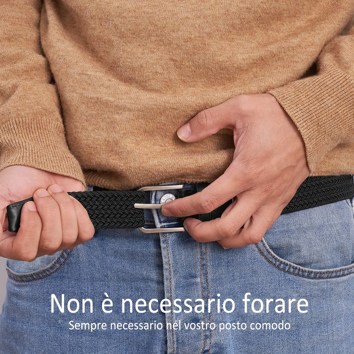 TANGCHAO Cintura Elastica Intrecciata per Uomo e Donna Cinturino Elastica Intrecciata con Fibbia in Lega di Zinco 33mm (1.25") Colori Multipli