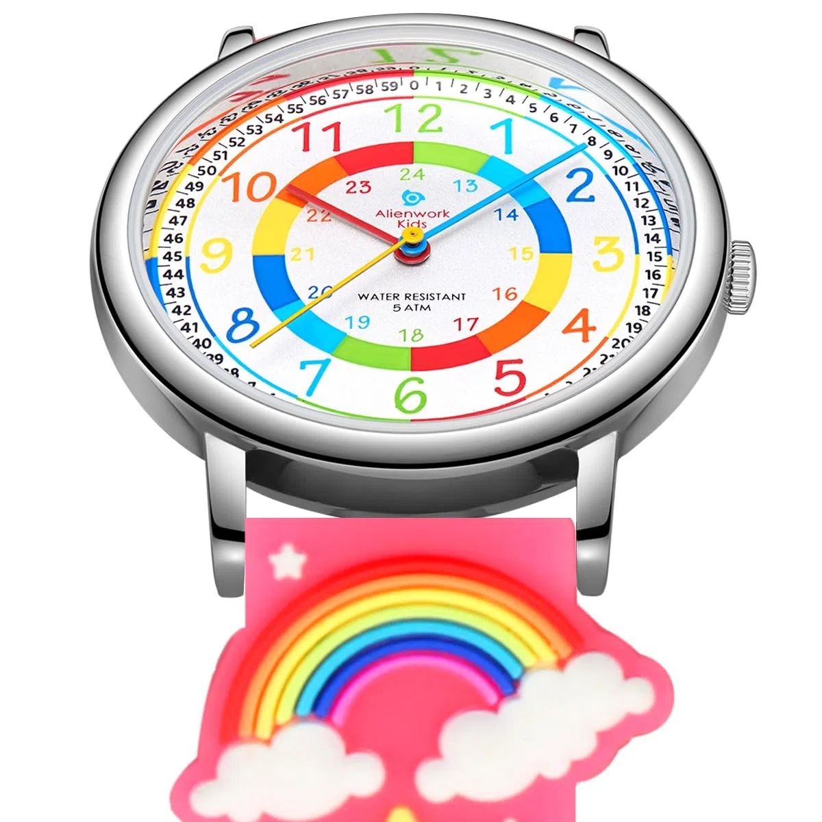 Alienwork Kids Orologio di Apprendimento Bambini Ragazzi Ragazze Tempo di Apprendimento Silicone Leggero Morbido Impermeabile