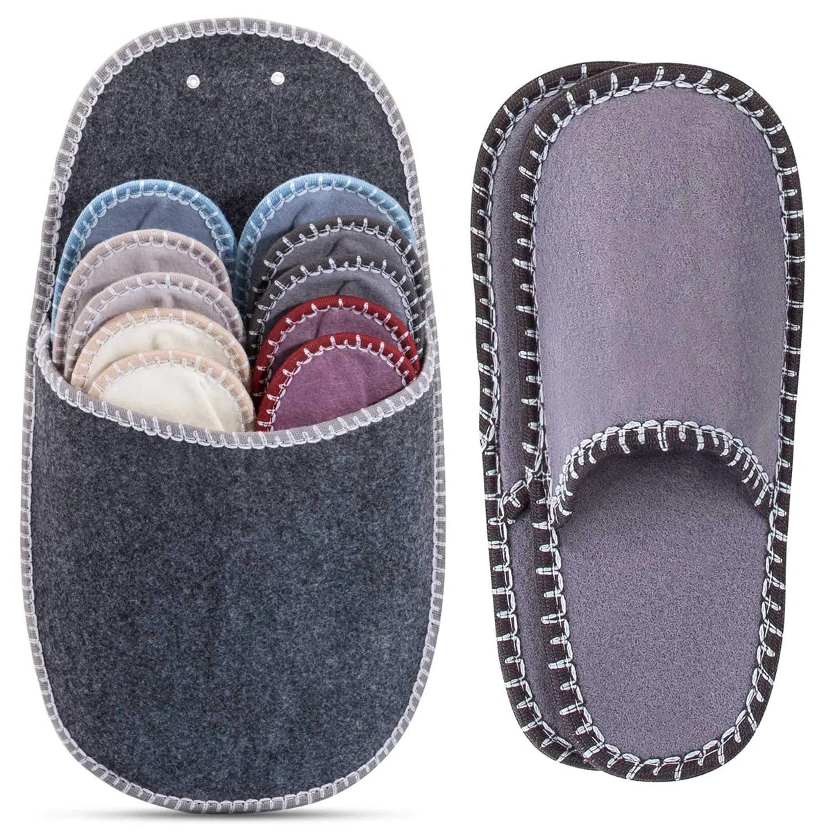 Affittacamere Scarpe Pantofole Pantofole Feltro 11 pezzi Grigio