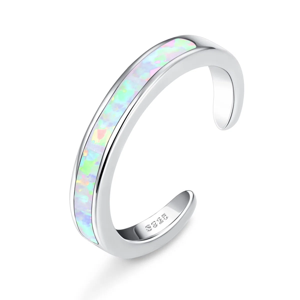 JeryWe 925 Sterling Silver Toe Rings for Women Hypoallergenic - Adjustable Silver Toe Ring For Women Flower CZ Opal Band Silver Rings Summer Beach Open Toe Rings Foot Jewelry