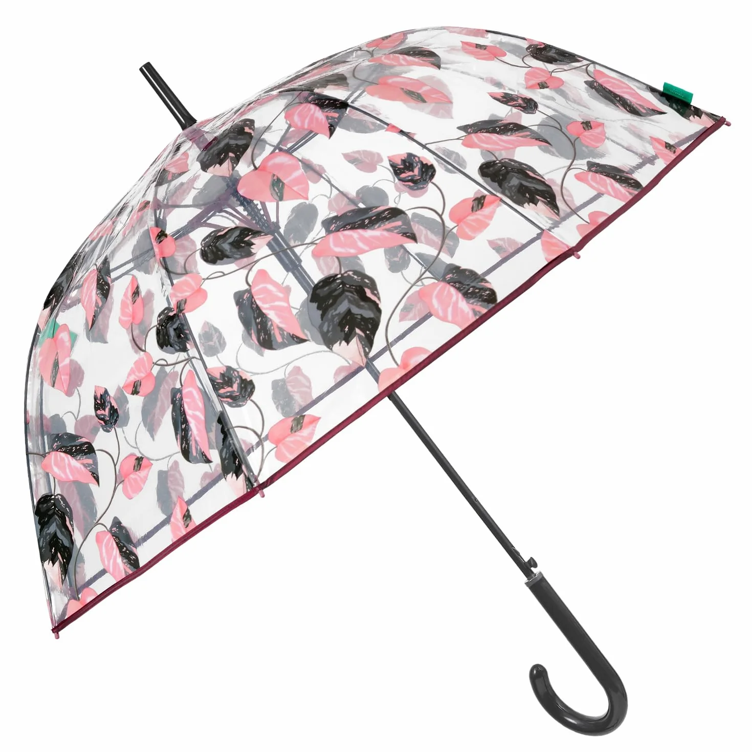 PERLETTI Ombrello Trasparente Automatico Donna - Ombrello Lungo a Cupola Pioggia - Resistente Antivento Grande - Struttura in Fibra di Vetro - Diametro 89 cm