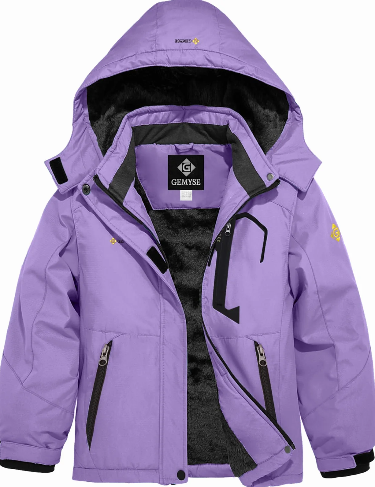 GEMYSE Bambine Giacca da Sci Impermeabile Pile Antivento Giacche Ragazze invernale Cappotto con Cappuccio