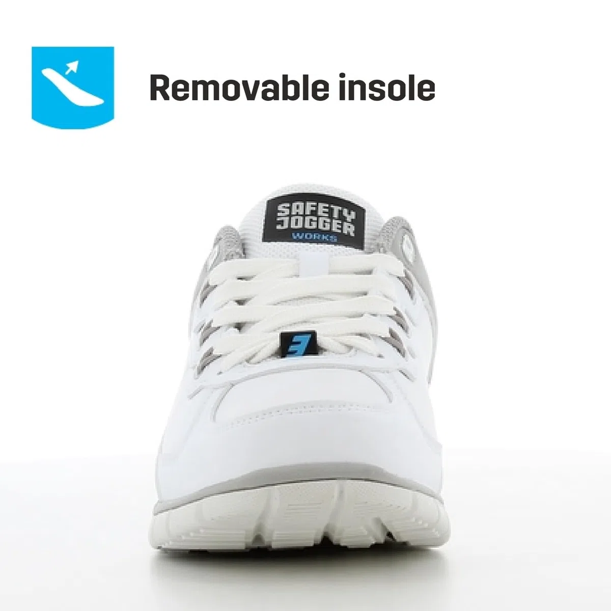 Oxypas Oxysport 'Sunny' Slip-resistant, Antistatic Leather Nursing Trainers, White/Grey (Light Grey), 5 UK (38 EU)