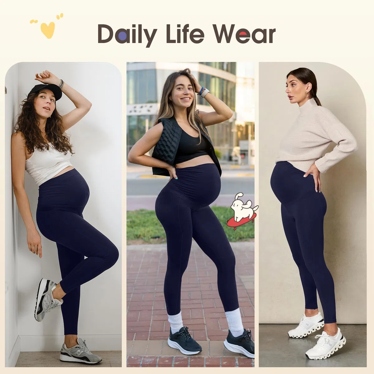 Ymmott Leggings Premaman da Donna a Vita Alta con Tasche Opachi Leggins per Gravidanza Elasticizzati per Donne Incinte Pantalone Premaman