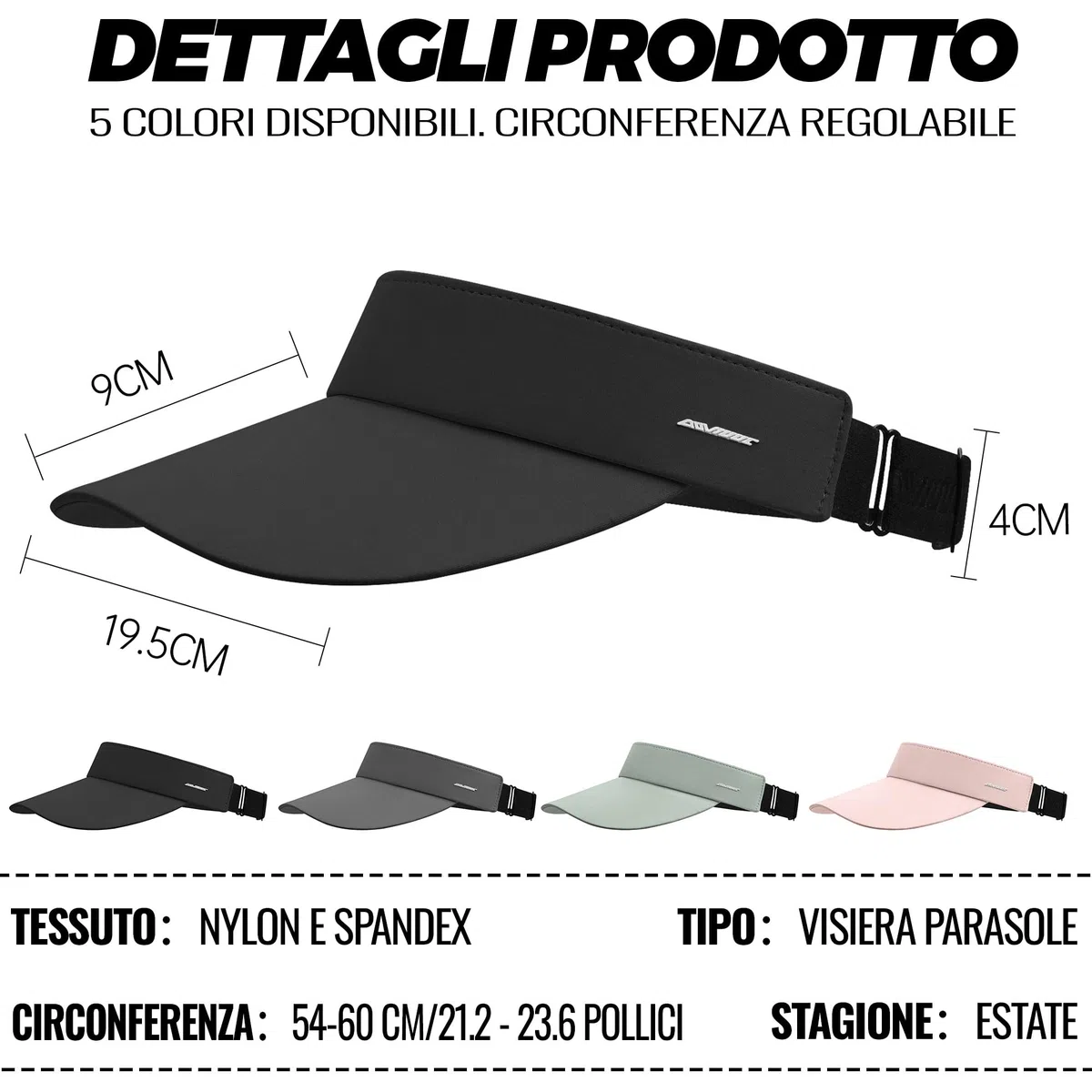 CLAPE Visiera Parasole Cappellino con Visiera Regolabile da Uomo Donna Sport Sun Visor Visiera da Golf Tennis Protezione UV