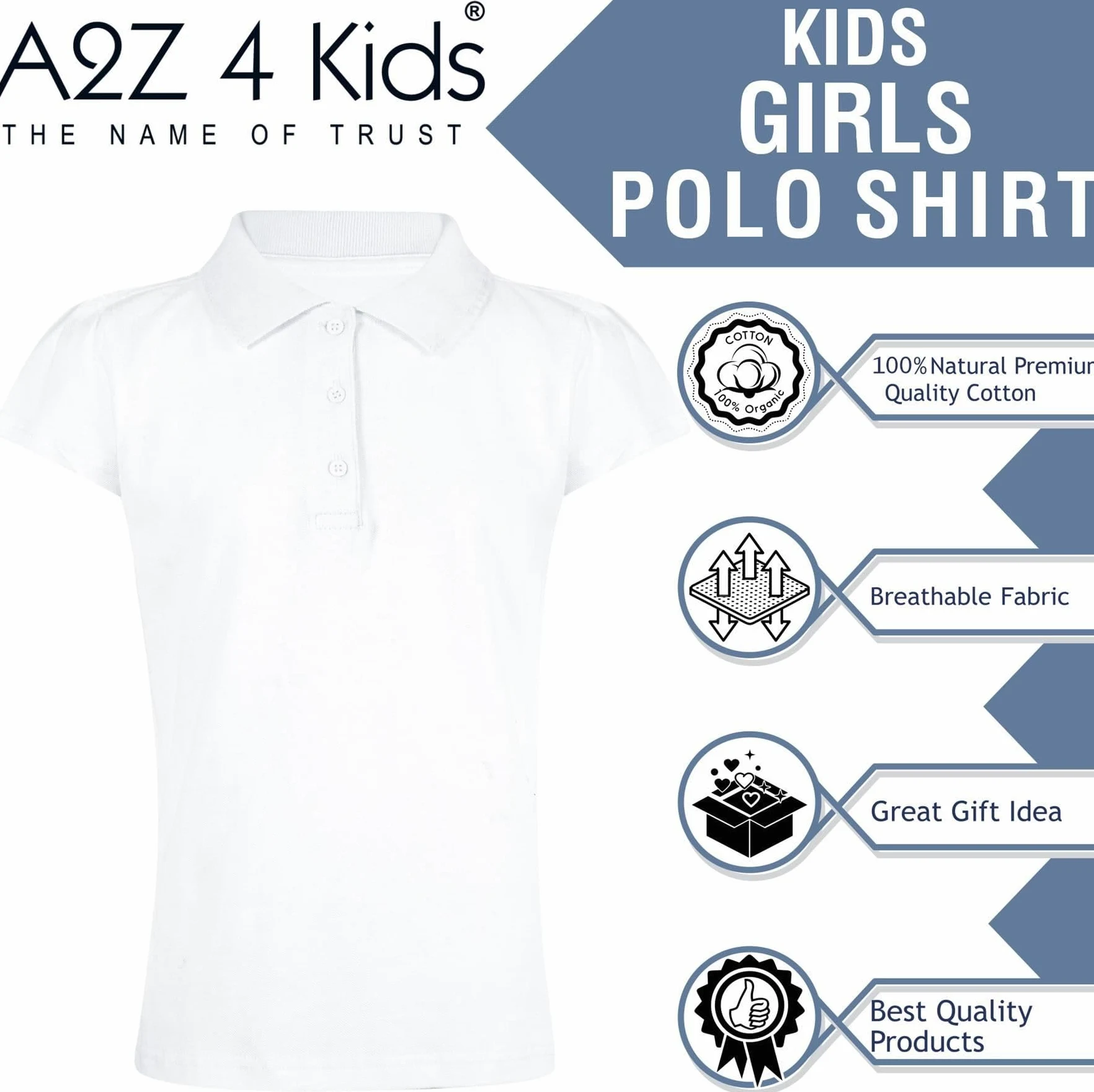 A2Z 4 Kids Ragazze Pianura Polo Camicie Estate Canottiere Top E T-Shirt Casual Moda Morbide Sentimento Scuola T-Shirt Regali per Bambini età 3-13 Anni