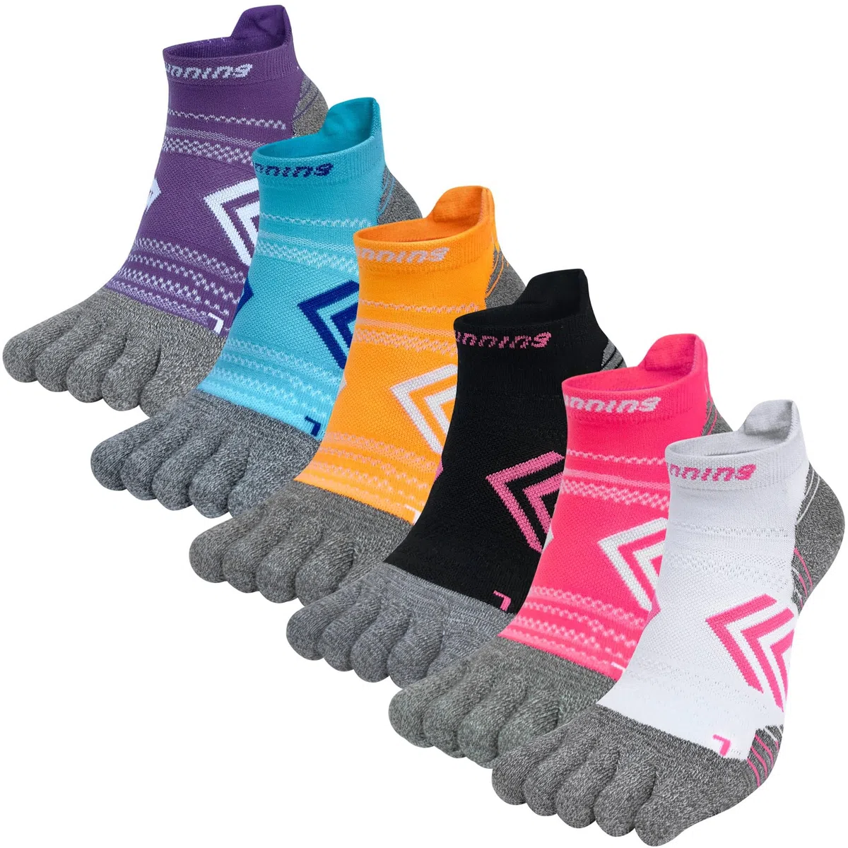 Donna Calzini Corte con Dita Separate Calze Corsa Cuscino Completo Sportive Calzini Cinque Dita Imbottiti Anti-Vesciche Allenamento Socks Traspirante - 6 Paia