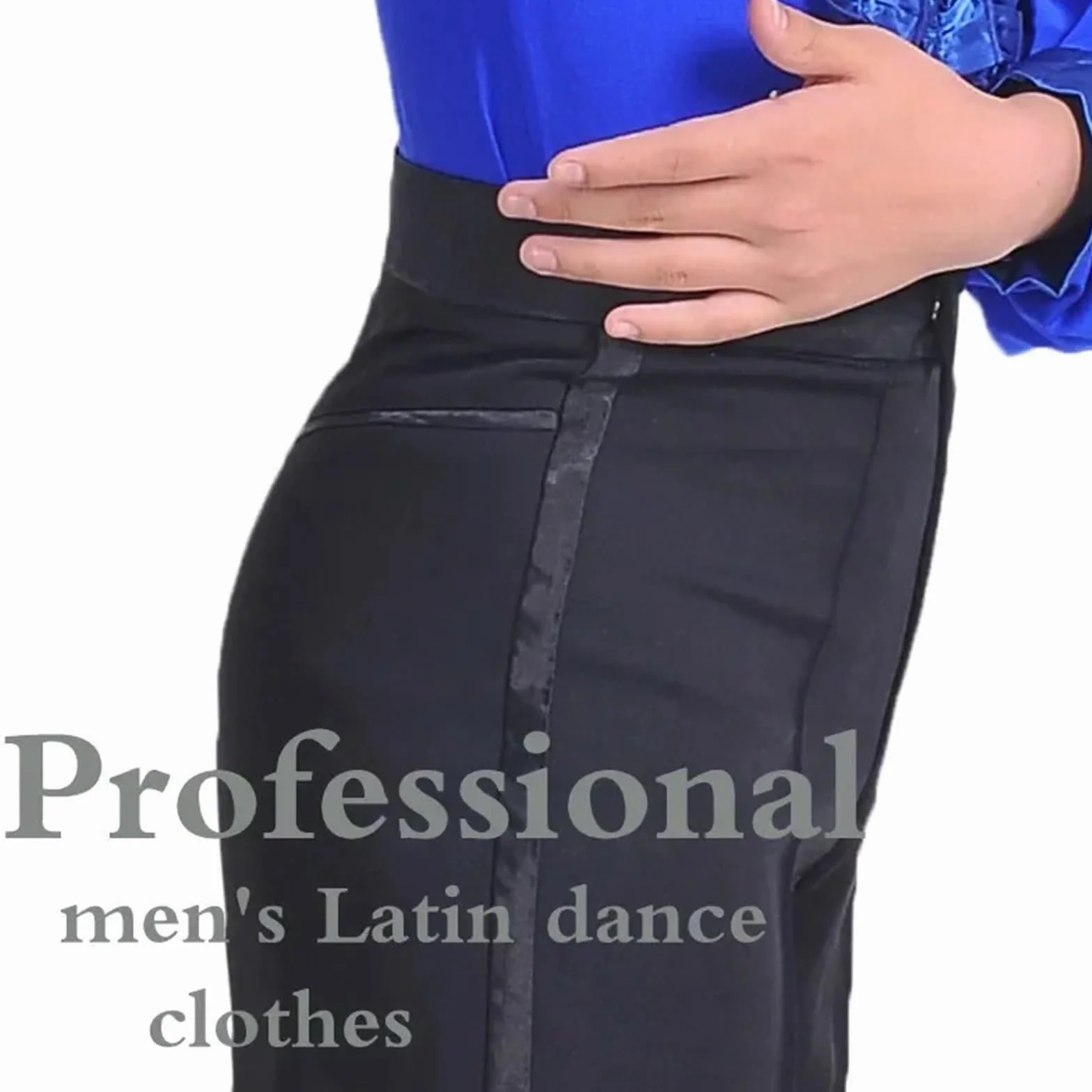 Pantaloni da Ballo Latino da Uomo Pantaloni da Ballo Latino Uomo, Moderni Sala, for Ragazzi, Ballerino Neri in Raso(Size 1.8 Waist 64)